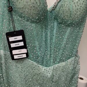 Sage Glittering Green Prom Dress